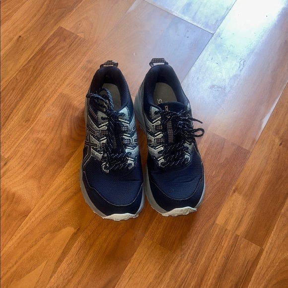 Asics Shoes - Asics Women's Navy Blue and White Sneakers